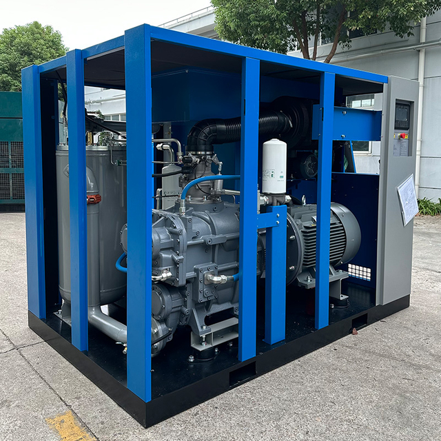 Kompresor Sekrup Dua Tahap 75kW 100HP 16m³/mnt 8 Bar Magnet Permanen VSD Kompresor Udara Industri Hemat Energi